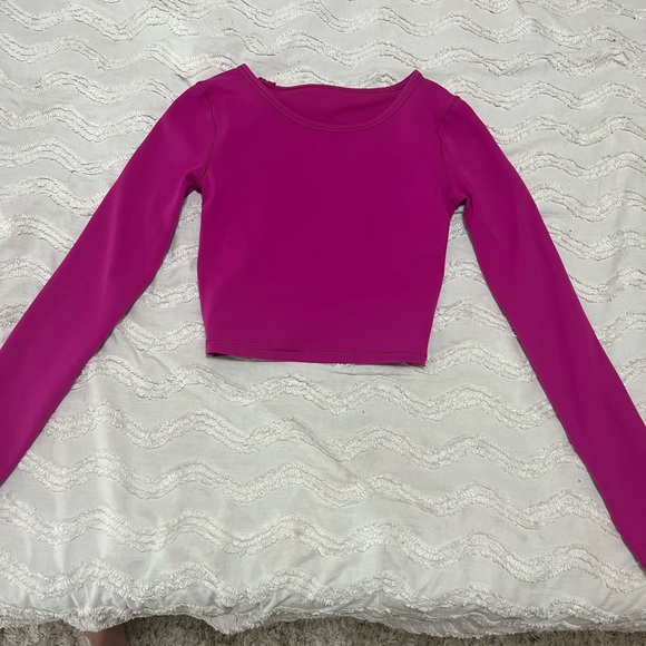 Lululemon Wunder Train Cropped Long Sleeve Shirt. Color: Ripened Raspberry - Picture 3 of 4